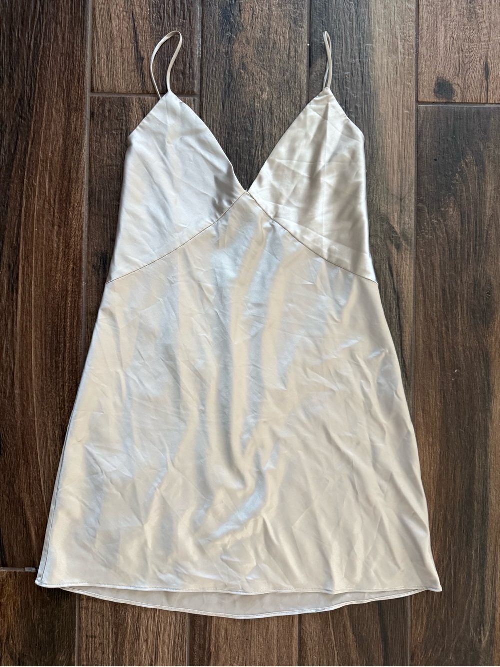 Silky Beige Slip Dress - Women's dress